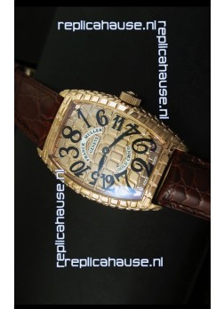 Franck Muller Casablanca Gold Croco Watch in Gold Case