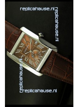Cartier Tank Anglaise Japanese Replica Watch 34MM - Brown Dial Steel Case