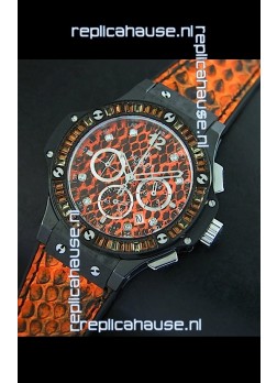 Hublot Big Bang 34MM Ladies Watch in Quartz Movement - Orange Dial/Strap