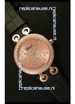 Chopard Xtravaganza Ladies Ladies Japanese Replica Rose Gold Watch in Gold Dial 