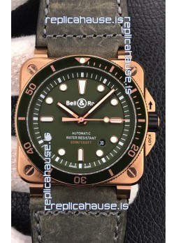 Bell & Ross BR03-92 Diver Rose Gold Green Dial Swiss Replica Watch 1:1 Mirror Replica