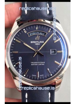 Breitling Transocean Day & Date Swiss Replica Watch in Aurora Blue Dial 1:1 Mirror Edition