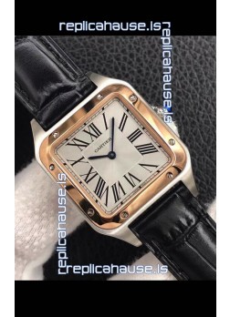 Cartier Santos Dumont 1:1 Mirror Swiss Replica Watch in Steel Casing Rose Gold Bezel 42MM