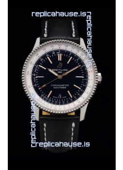 Breitling Navitimer 1 Automatic Swiss Replica Watch in Black Dial - Leather Strap