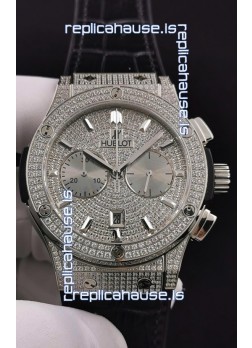 Hublot Classic Fusion Chronograph Steel Diamonds Dial and Casing 1:1 Mirror Replica Watch 