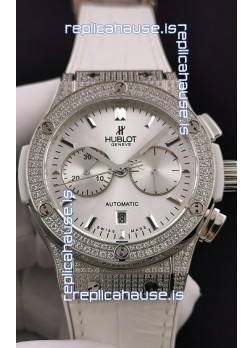 Hublot Classic Fusion Chronograph Steel Diamonds Casing Steel Dial 1:1 Mirror Replica Watch 