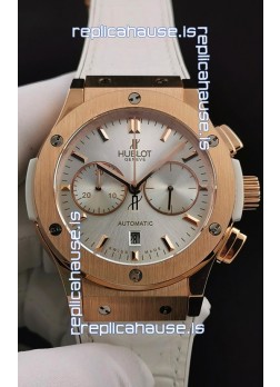 Hublot Classic Fusion Chronograph Rose Gold Casing Steel Dial  1:1 Mirror Replica Watch 