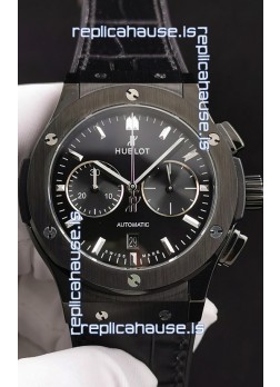 Hublot Classic Fusion Chronograph Ceramic Casing/Bezel Black Dial  1:1 Mirror Replica Watch 