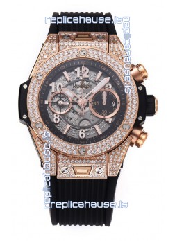 Hublot Big Bang Unico Rose Gold Diamonds Casing 1:1 Mirror Edition Swiss Replica Watch