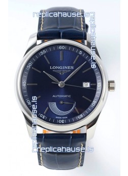 Longines Master Collection Automatic Power Reserve Blue Dial Swiss Replica Watch Leather Strap