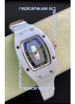 Richard Mille RM-07-01 Diamonds Dial White Ceramic Ladies 1:1 Swiss Replica Watch 