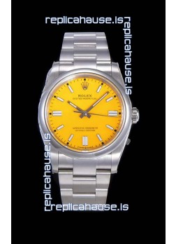 Rolex Oyster Perpetual REF#124300 41MM Cal.3230 Movement Swiss Replica Yellow Dial 904L Steel 1:1 Mirror Replica Watch