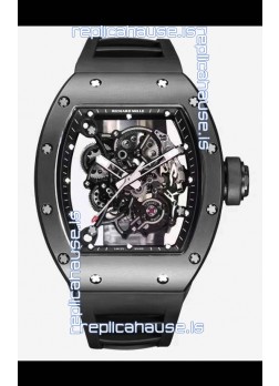 Richard Mille RM055 Black Ceramic Casing 1:1 Mirror Replica Watch in Black Strap