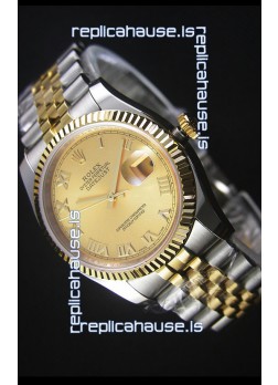 Rolex Datejust Replica Japanese Watch -  Two Tone Plating with Gold Dial in 36MM Casing