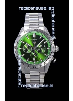 Tag Heuer Carrera Swiss Quartz Movement Replica Watch in Green Dial - Stainless Steel Strap