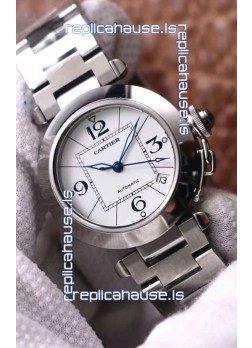 Pasha De Cartier 1:1 Mirror Quality Automatic Swiss Replica Watch 32MM - White Dial