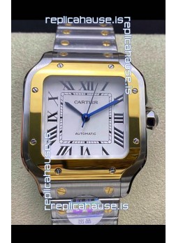Santos De Cartier  1:1 Mirror Replica - 36MM Yellow Gold Two Tone Watch