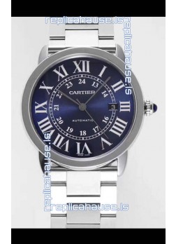 Ronde De Cartier Swiss Replica Watch - Stainless Steel Casing in Blue Dial 
