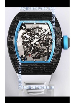 Richard Mille RM055 Black Carbon Casing 1:1 Mirror Replica Watch in White Strap