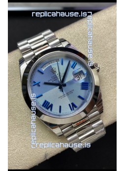 Rolex Day Date M228206-0001 904L Steel 40MM - Ice Blue Dial 1:1 Mirror Replica