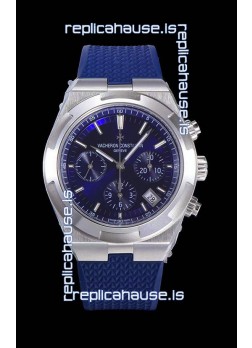 Vacheron Constantin Overseas Chronograph Blue Dial Swiss Replica Watch - Rubber Strap