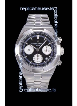 Vacheron Constantin Overseas Chronograph Black Dial Swiss Replica Watch - Stainless Steel Strap