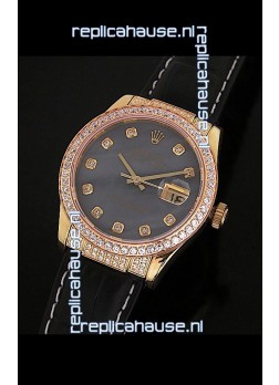 Rolex DateJust Japanese Mens Replica Yellow Gold Watch in Colorful Mother of Pearl Dial