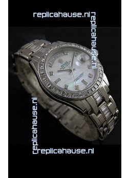 Rolex Oyster Perpetual Day Date Japanese Replica Watch in White Mother of Pearl Dial 