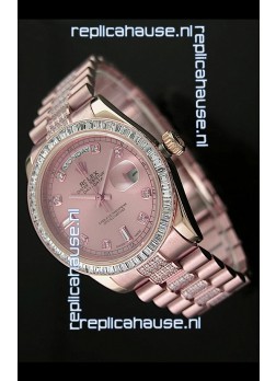 Rolex Oyster Perpetual Day Date Japanese Rose Gold Automatic Watch in Rose Gold Dial