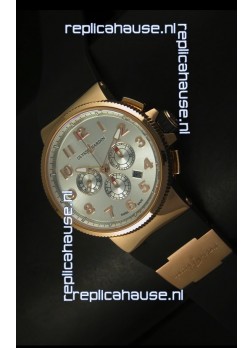 Ulysse Nardin Marine Chronograph Rose Gold Steel Arabic Black Dial - 1:1 Mirror Replica